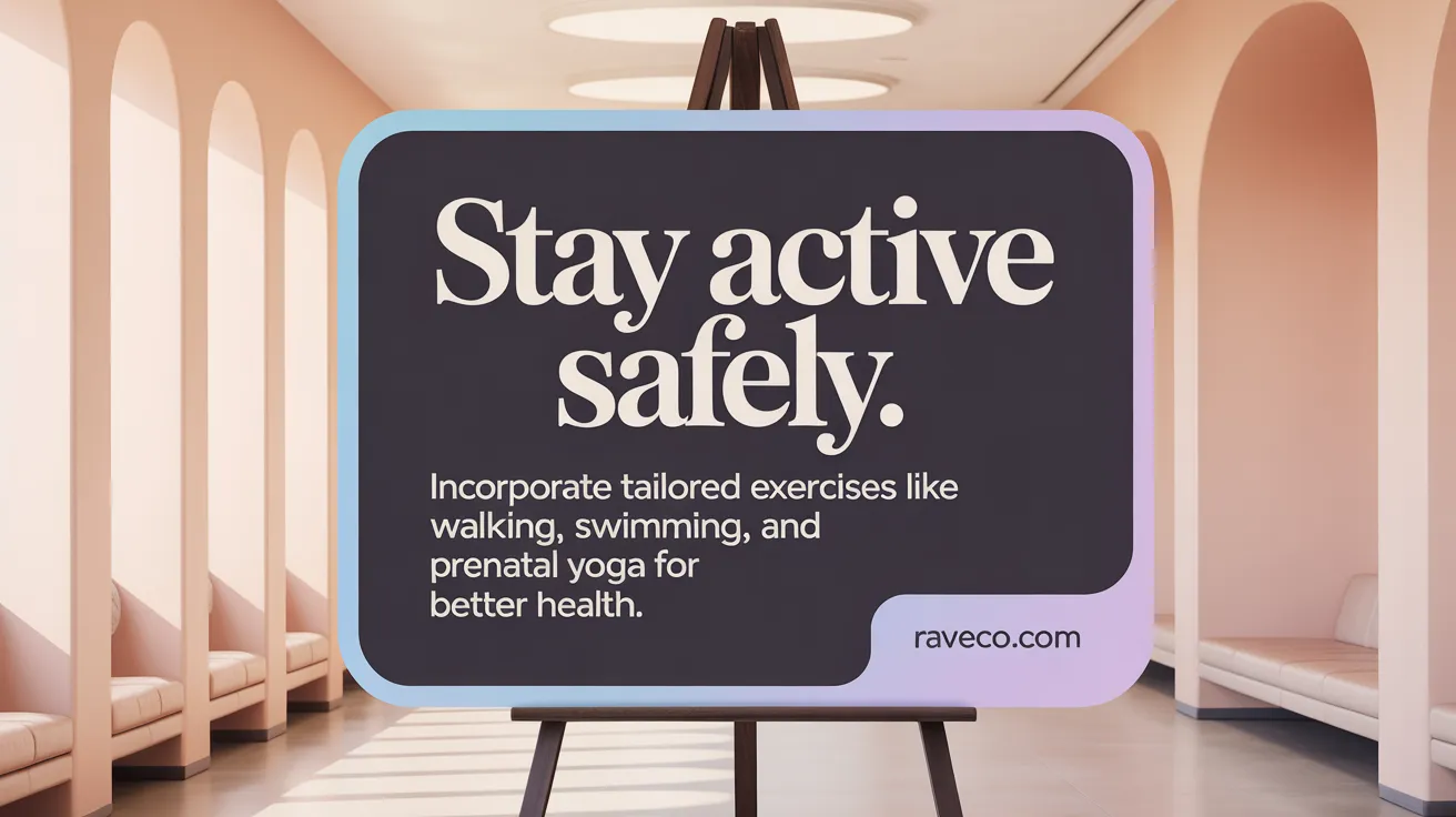 Stay active safely: Incorporate tailored exercises like walking, swimming, and prenatal yoga for better health.