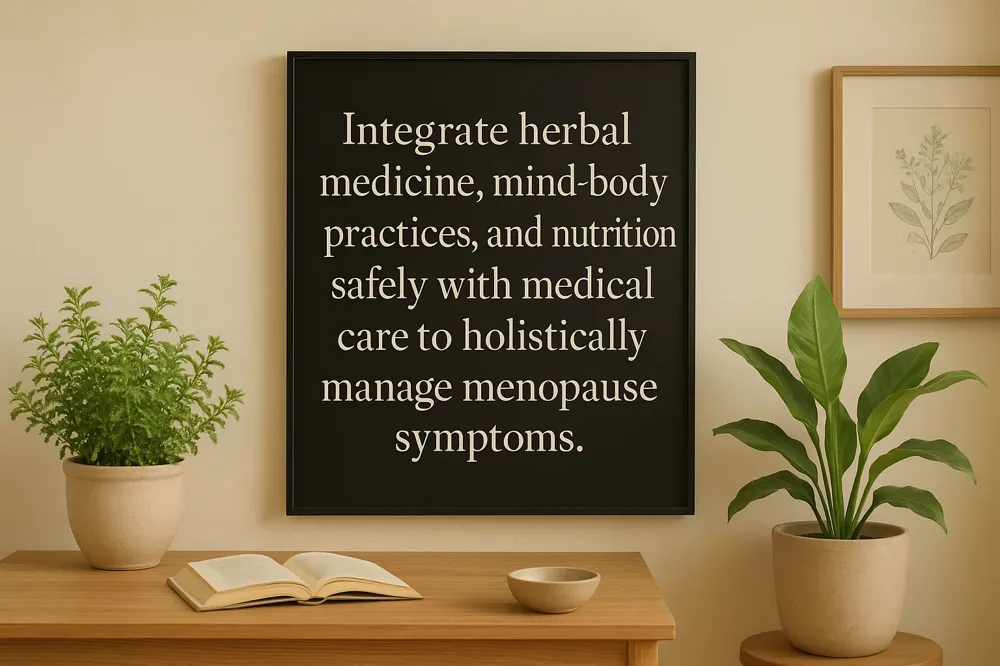 Integrate herbal medicine, mind-body practices, and nutrition safely with medical care to holistically manage menopause symptoms.