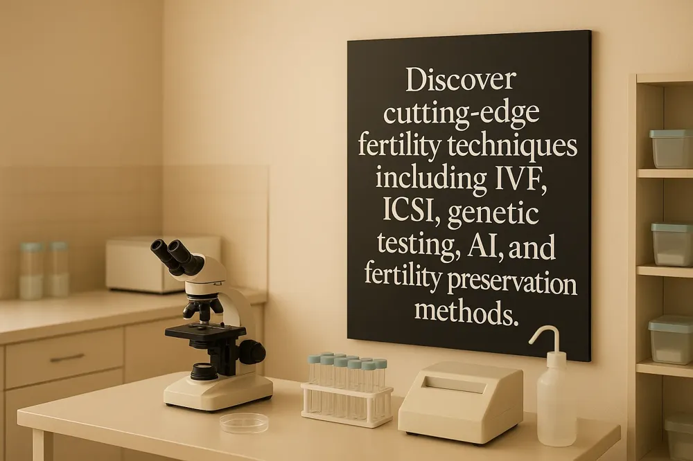 Discover cutting-edge fertility techniques including IVF, ICSI, genetic testing, AI, and fertility preservation methods.