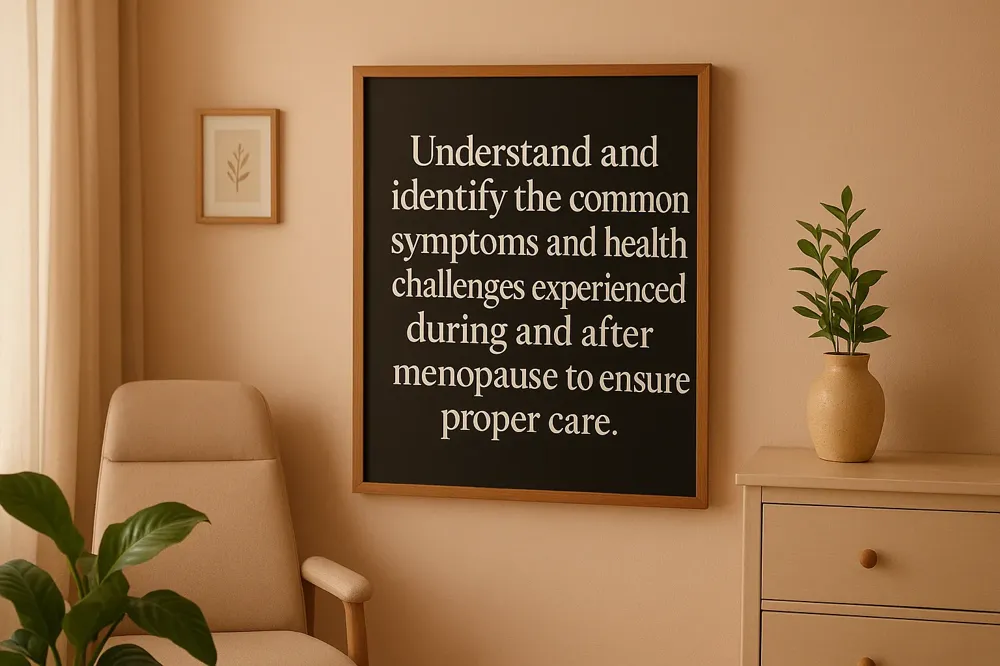 Understand and identify the common symptoms and health challenges experienced during and after menopause to ensure proper care.