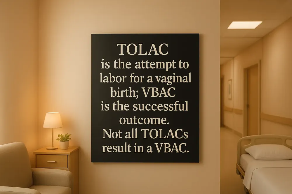 TOLAC is the attempt to labor for a vaginal birth; VBAC is the successful outcome. Not all TOLACs result in a VBAC.
