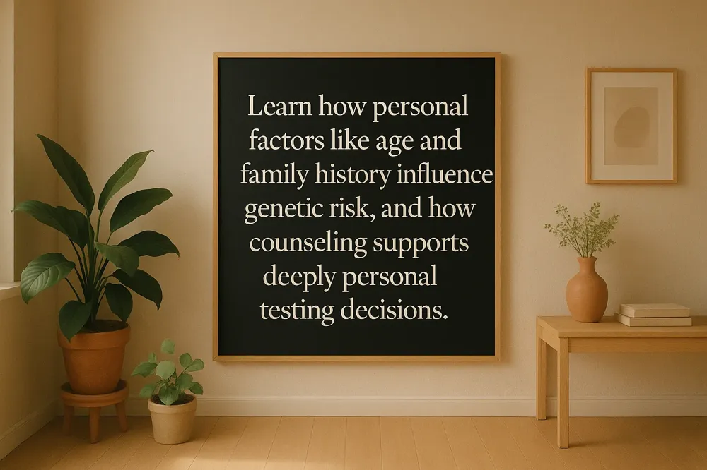 Learn how personal factors like age and family history influence genetic risk, and how counseling supports deeply personal testing decisions.