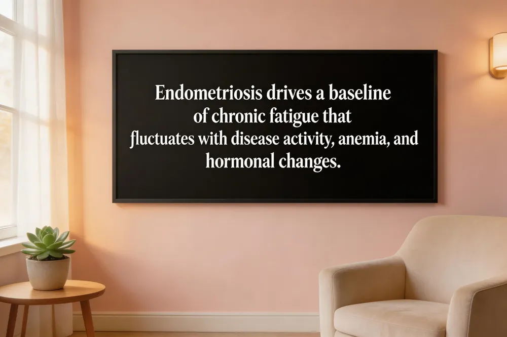 Endometriosis drives a baseline of chronic fatigue that fluctuates with disease activity, anemia, and hormonal changes.