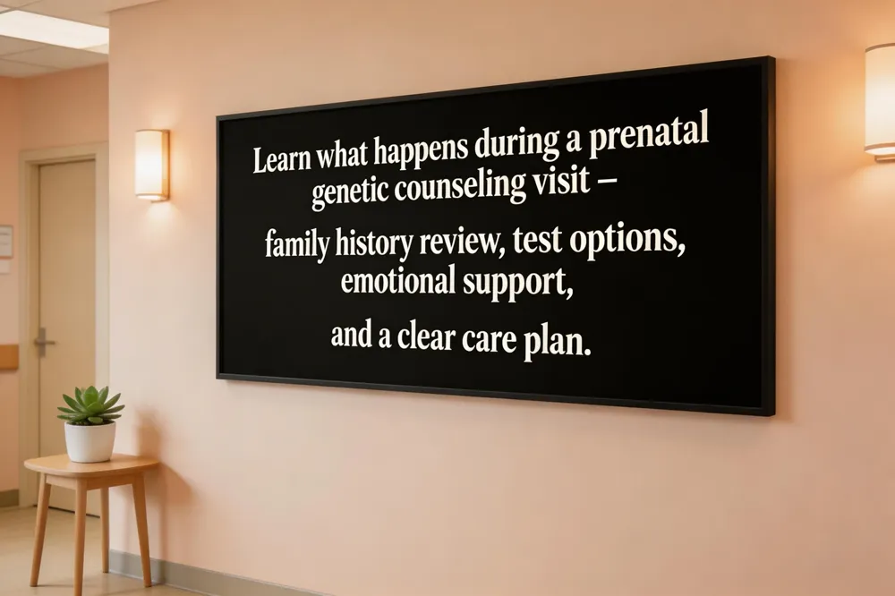 Learn what happens during a prenatal genetic counseling visit – family history review, test options, emotional support, and a clear care plan.