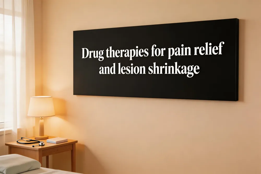 Drug therapies for pain relief and lesion shrinkage