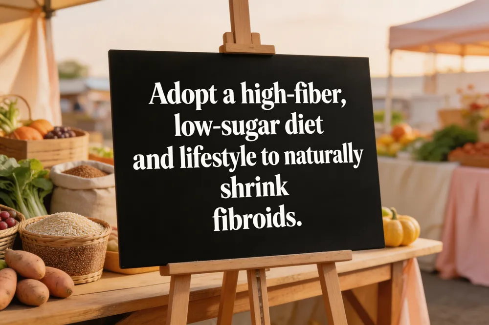 Adopt a high‑fiber, low‑sugar diet and lifestyle to naturally shrink fibroids.