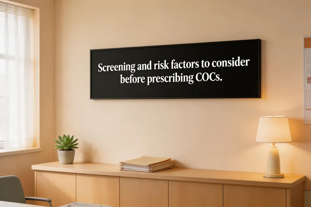 Screening and risk factors to consider before prescribing COCs.