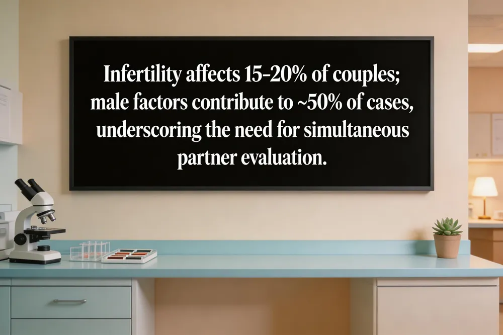 Infertility affects 15‑20% of couples; male factors contribute to ~50% of cases, underscoring the need for simultaneous partner evaluation.