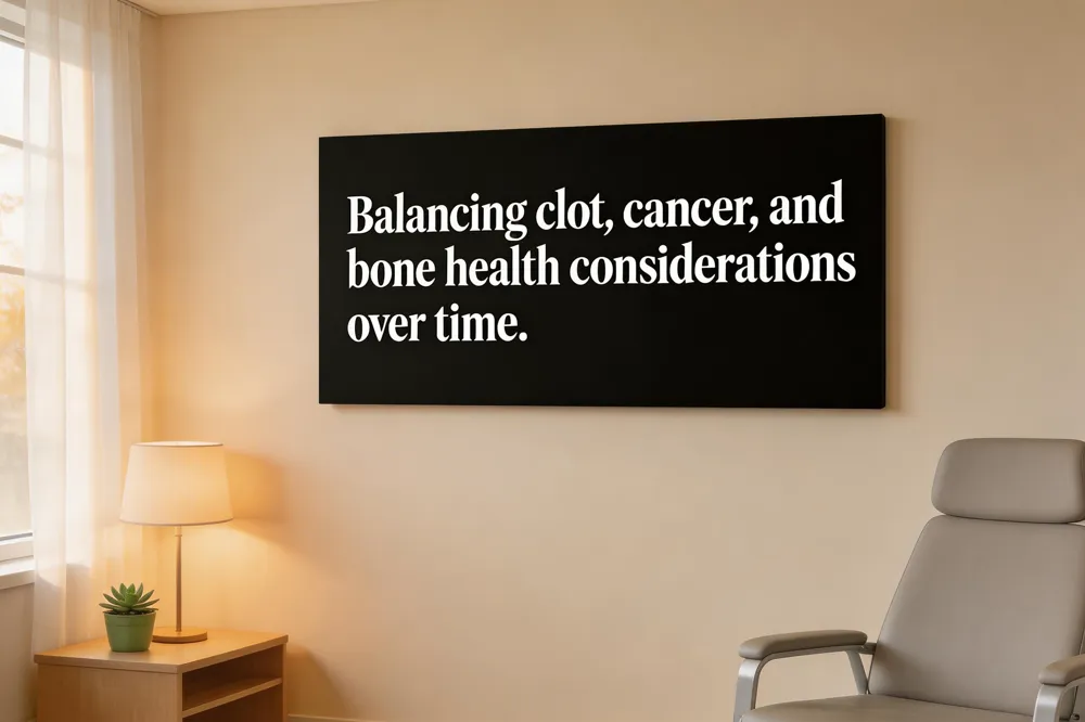 Balancing clot, cancer, and bone health considerations over time.