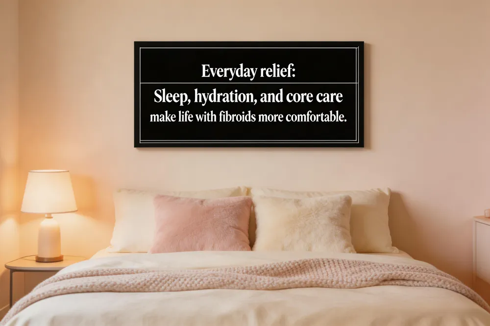 Everyday relief: Sleep, hydration, and core care make life with fibroids more comfortable.