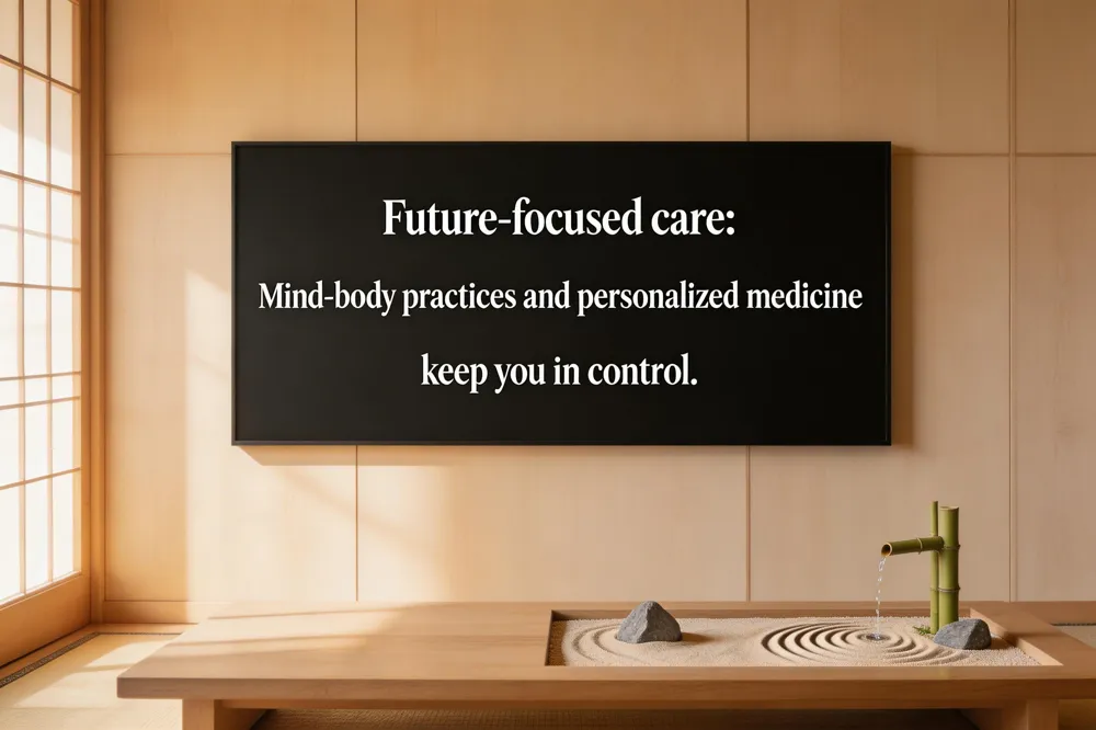 Future‑focused care: Mind‑body practices and personalized medicine keep you in control.