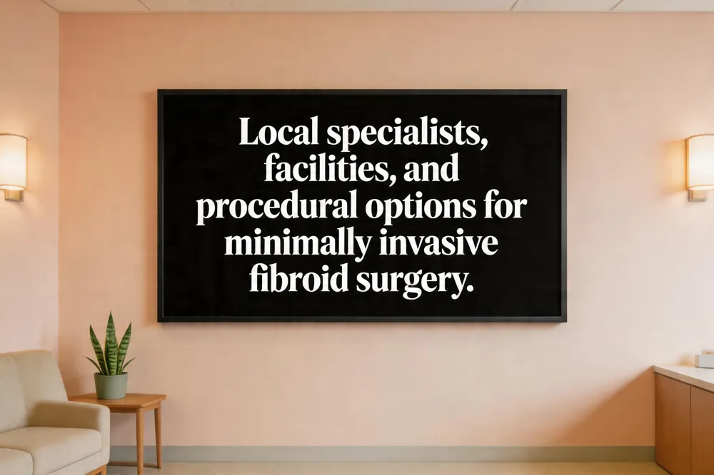 Local specialists, facilities, and procedural options for minimally invasive fibroid surgery.