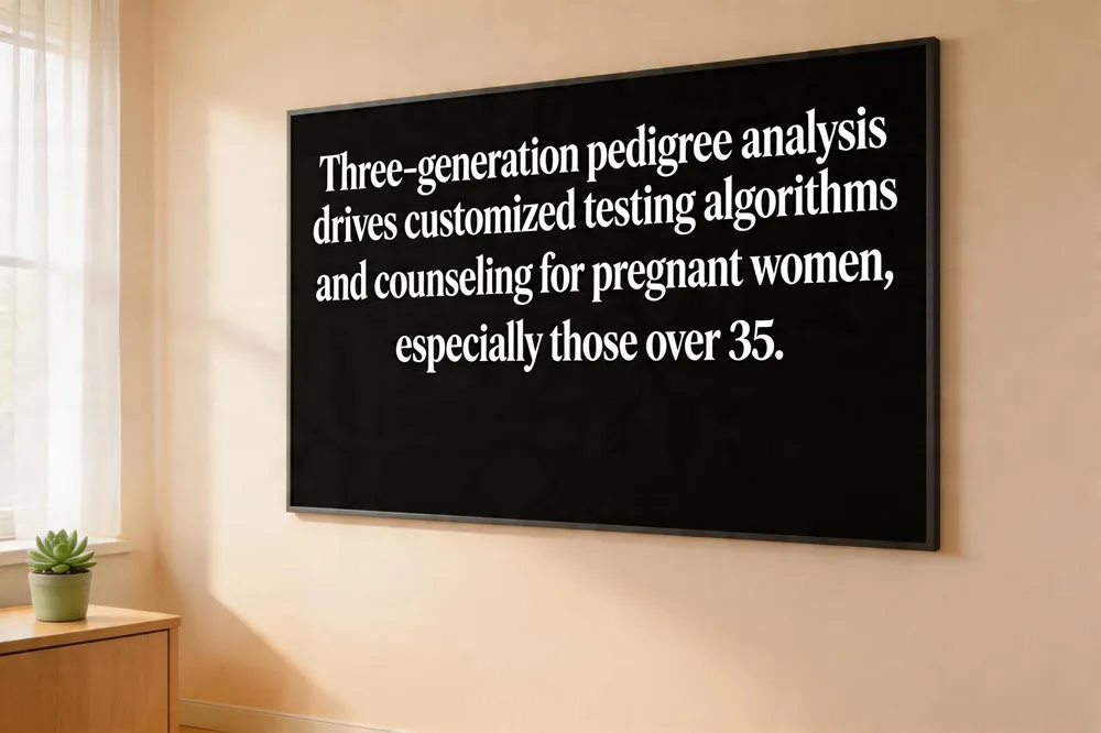 Three‑generation pedigree analysis drives customized testing algorithms and counseling for pregnant women, especially those over 35.