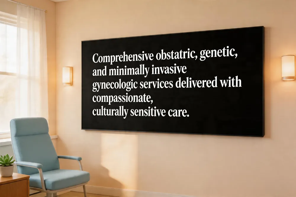 Comprehensive obstetric, genetic, and minimally invasive gynecologic services delivered with compassionate, culturally sensitive care.