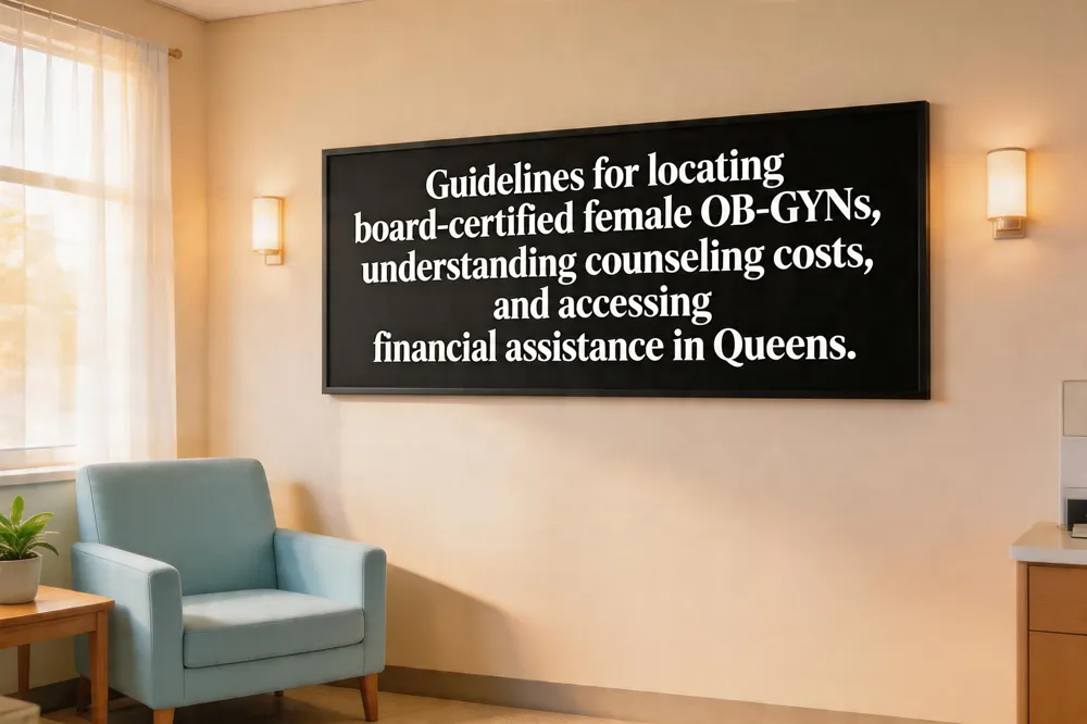 Guidelines for locating board‑certified female OB‑GYNs, understanding counseling costs, and accessing financial assistance in Queens.