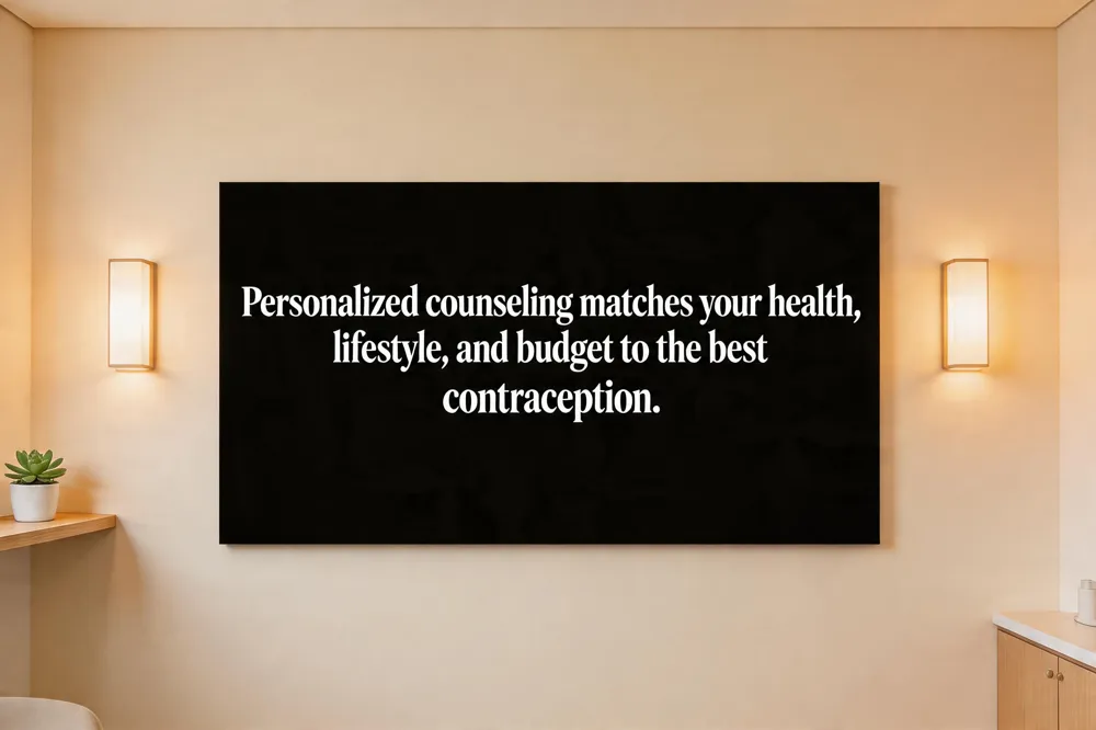 Personalized counseling matches your health, lifestyle, and budget to the best contraception.