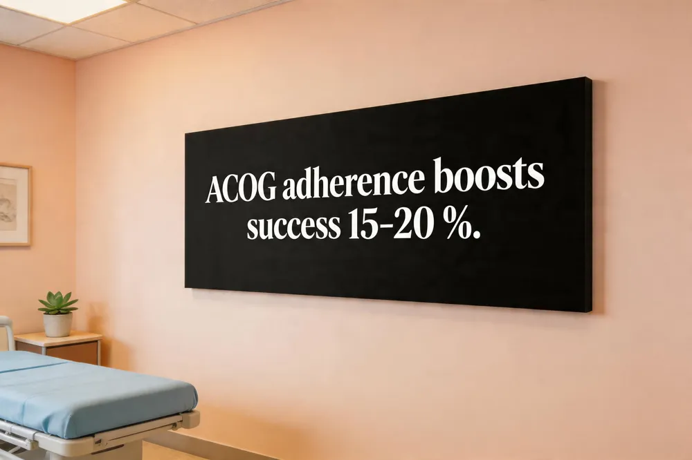ACOG adherence boosts success 15‑20 %.
