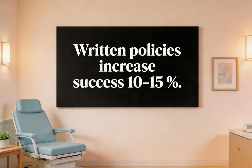 Written policies increase success 10‑15 %.