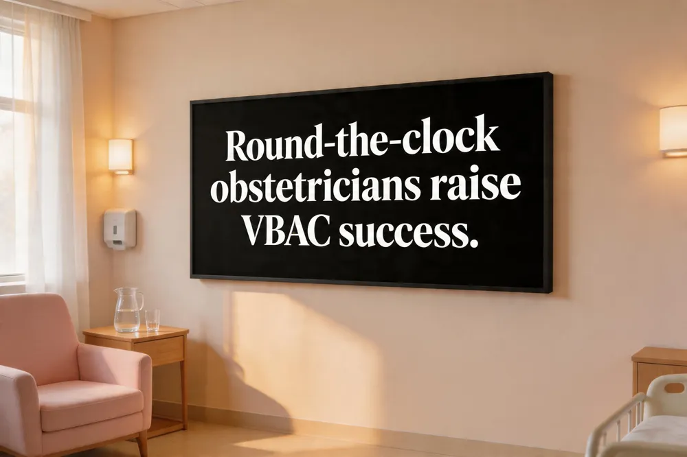 Round‑the‑clock obstetricians raise VBAC success.