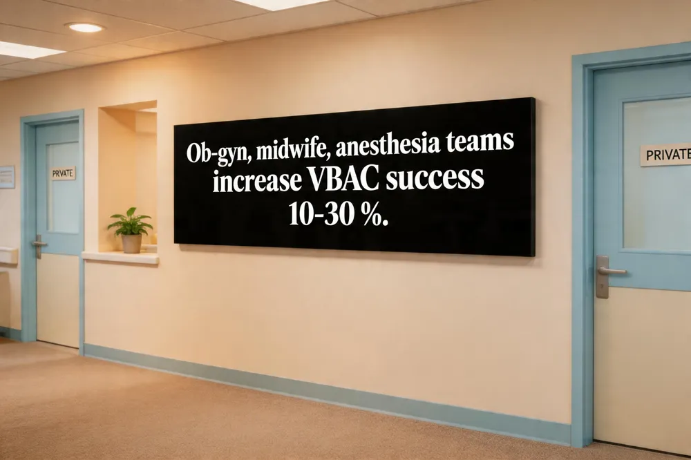 Ob‑gyn, midwife, anesthesia teams increase VBAC success 10‑30 %.