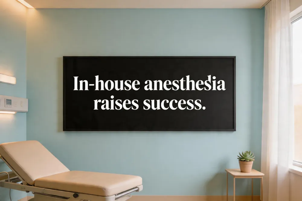 In‑house anesthesia raises success.