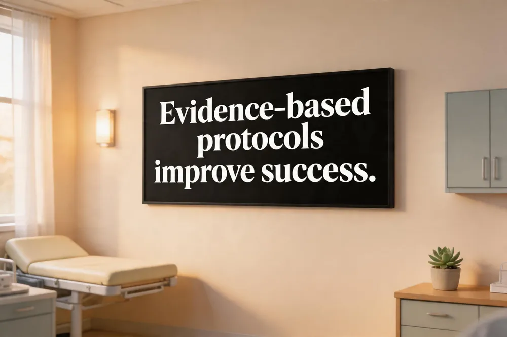 Evidence‑based protocols improve success.