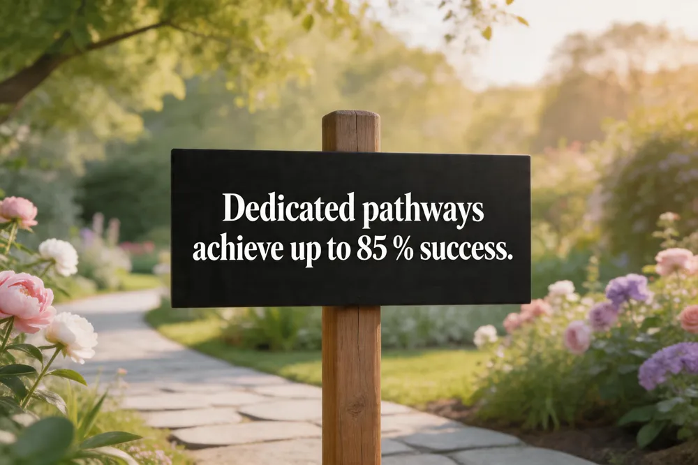 Dedicated pathways achieve up to 85 % success.