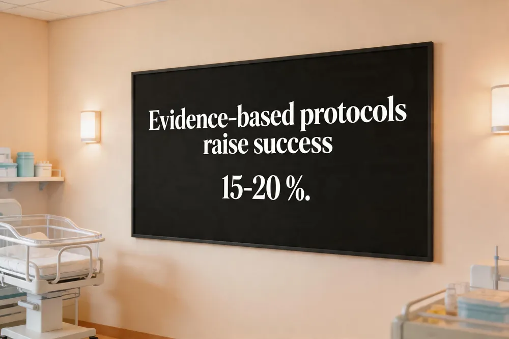 Evidence‑based protocols raise success 15‑20 %.
