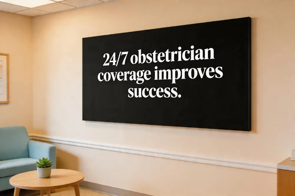 24/7 obstetrician coverage improves success.