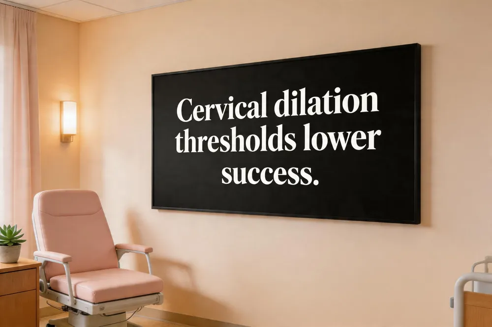Cervical dilation thresholds lower success.