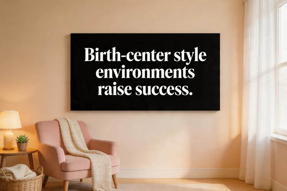 Birth‑center style environments raise success.