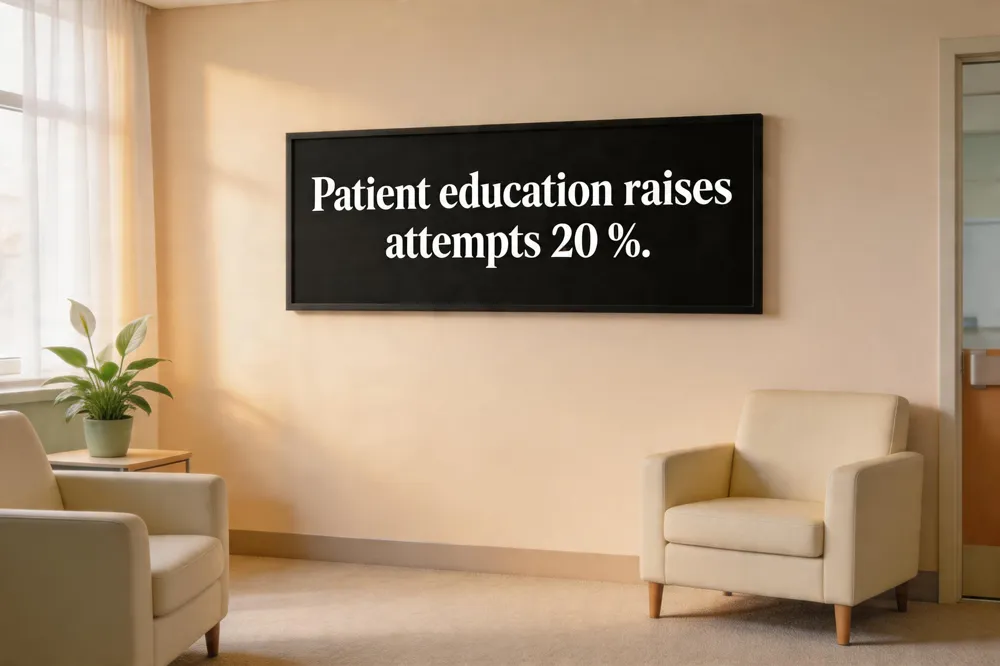 Patient education raises attempts 20 %.