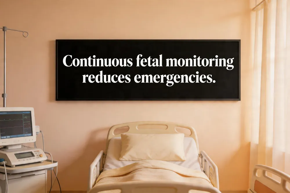 Continuous fetal monitoring reduces emergencies.