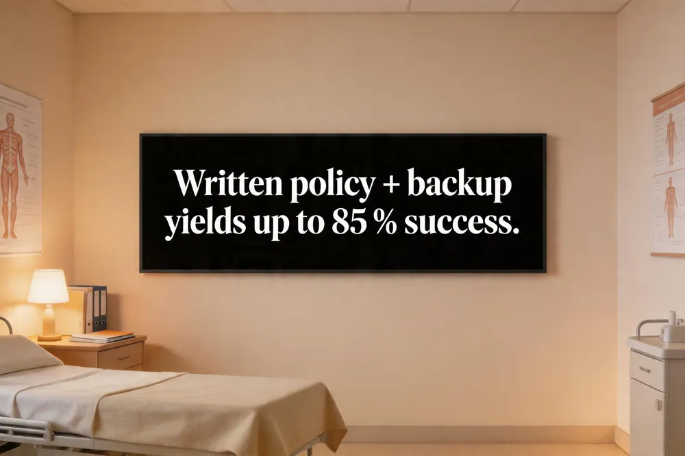 Written policy + backup yields up to 85 % success.